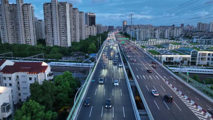 上海中环高架车流航拍