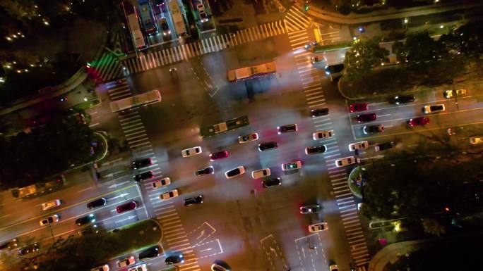 杭州城市十字路口夜晚夜景车流视频素材