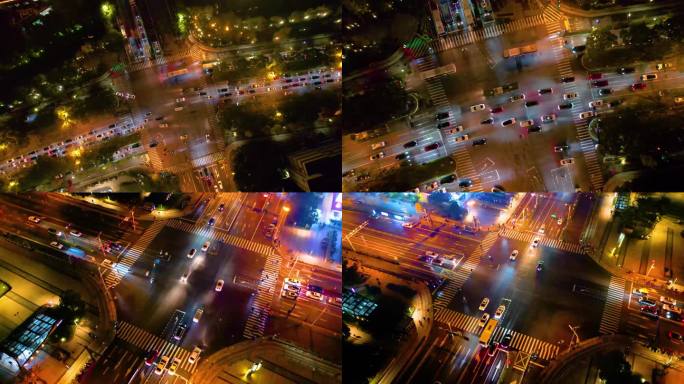 杭州城市十字路口夜晚夜景车流视频素材