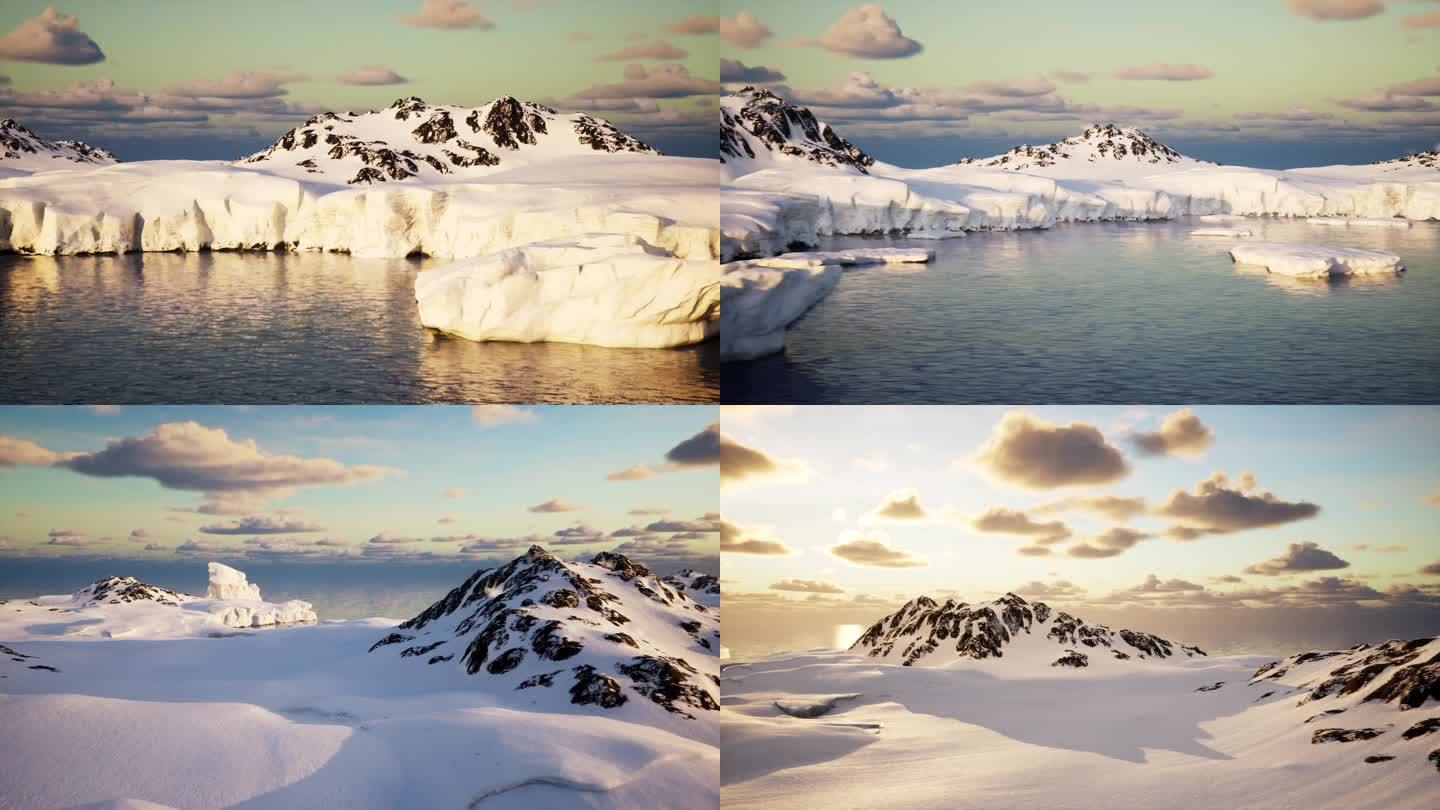北极冰岛夕阳景色