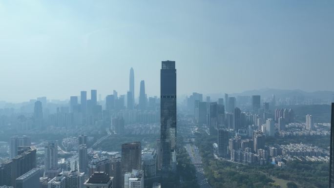 深圳汉国中心航拍福田汉国大厦城市建筑风光