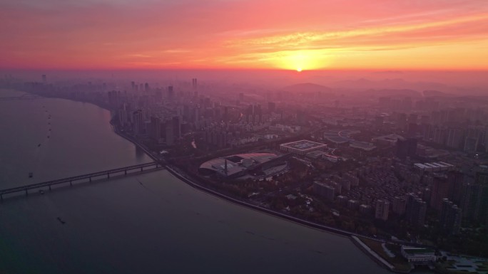 杭州一桥大景 滨江日出