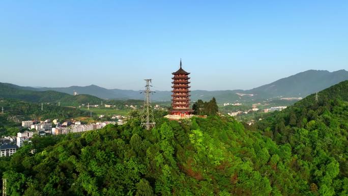 郴州东江湖千福塔全景航拍