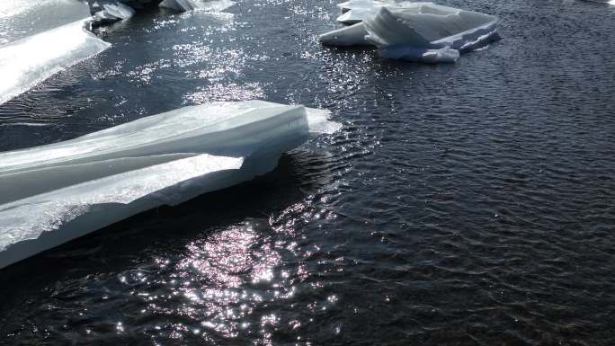 冰河消融流水溪流