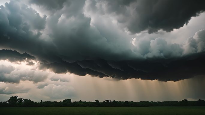 积雨云遮天蔽日云层透光空境云翻滚