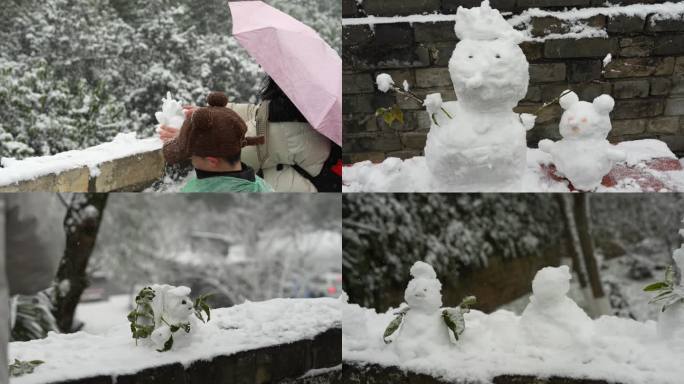 2023南京大雪玄武湖公园游客堆雪人