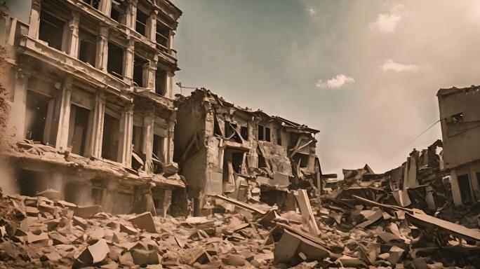 云南地震台湾地震废墟房屋受灾区三维动画