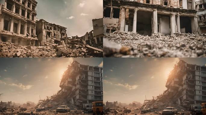 云南地震台湾地震废墟房屋受灾区三维动画