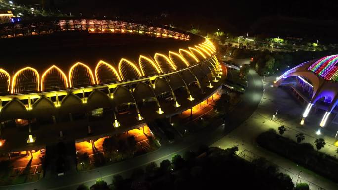 郴州市体育中心夜景航拍