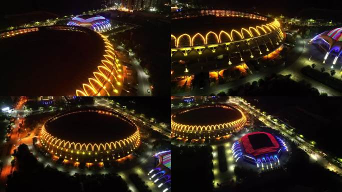 郴州市体育中心夜景航拍