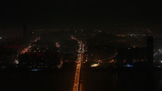 台州椒江大桥夜景航拍