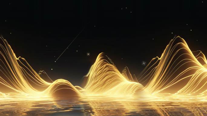 8K意境金色山水流星背景循环