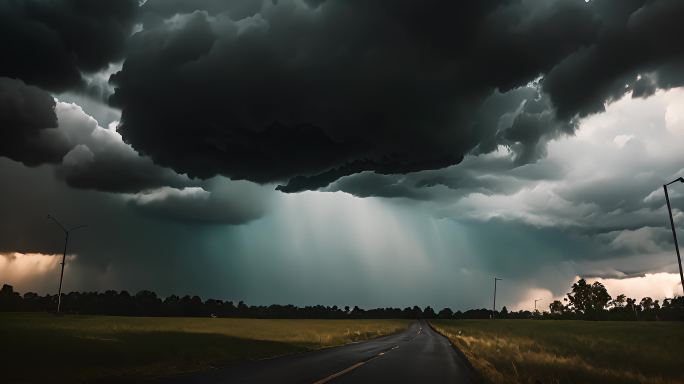 积雨云遮天蔽日云层透光空境云翻滚