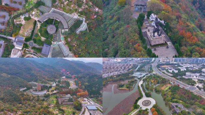 浙江绍兴会稽山大禹陵景区航拍越城区风景大