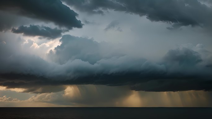 积雨云遮天蔽日云层透光空境云翻滚