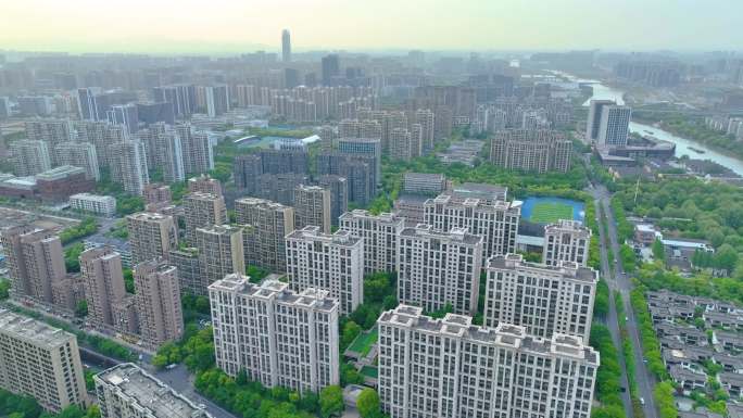 杭州市拱墅区拱宸桥高楼大厦航拍城市风景视