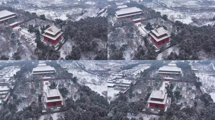 雪中的十三陵长陵建筑群