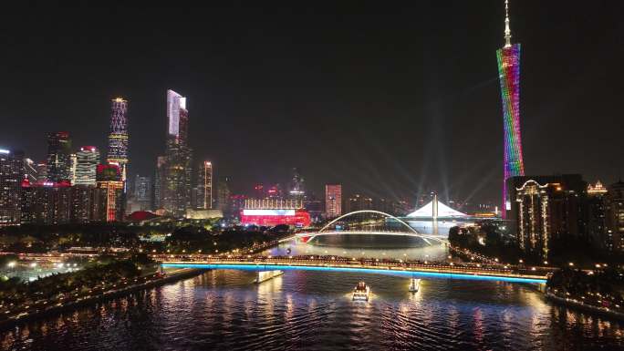 广州海心桥游船夜景