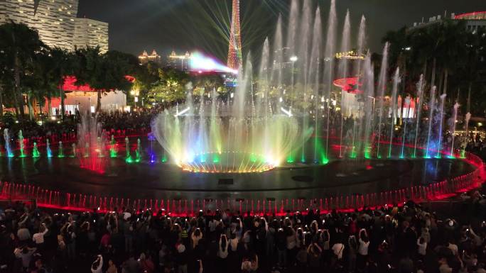 广州灯光节花城广场喷泉夜景
