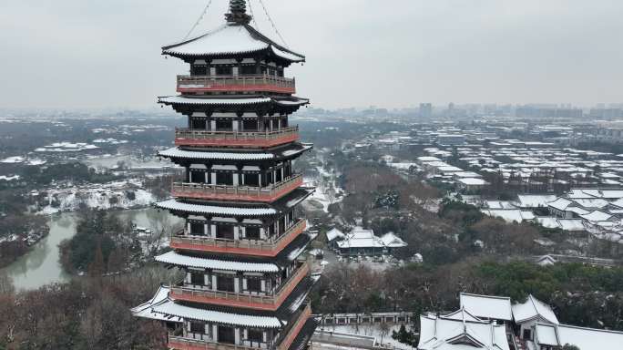 扬州雪景 观音山雪景 大明寺雪景