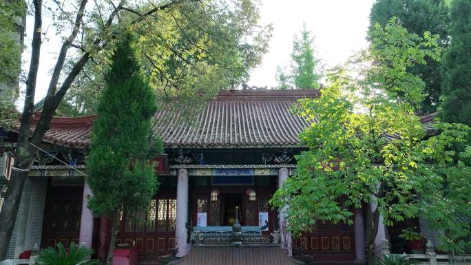汉中4K航拍大自然风景城市树林万寿寺