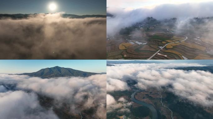 云雾缭绕：空中俯瞰神秘乡野：龙江航拍