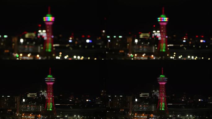 日本风光福冈城市夜景风光4k实拍