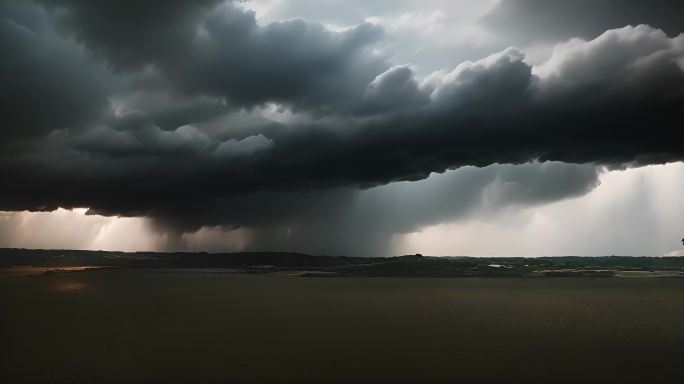 积雨云遮天蔽日云层透光空境云翻滚