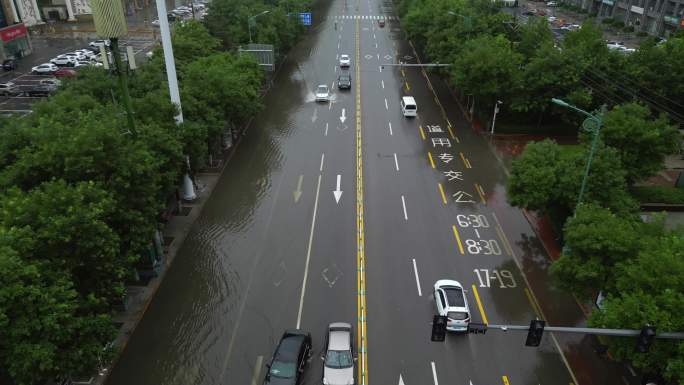 航拍北京东燕郊721下暴雨