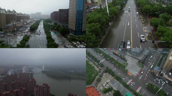 航拍北京东燕郊721下暴雨