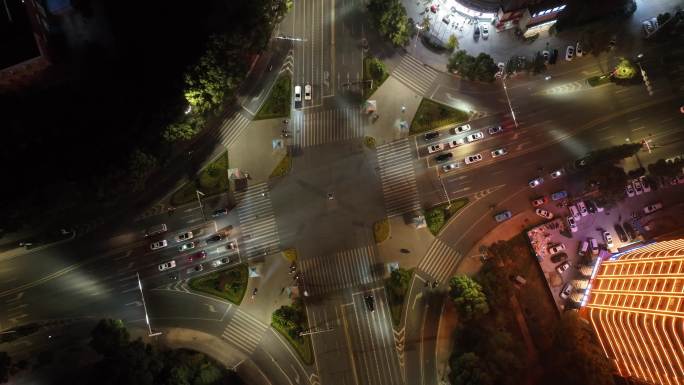 孝感北京路夜景4k航拍