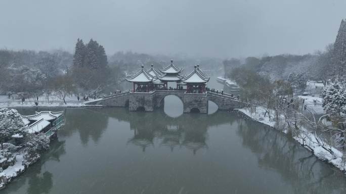 扬州雪景 瘦西湖雪景 五亭桥雪景