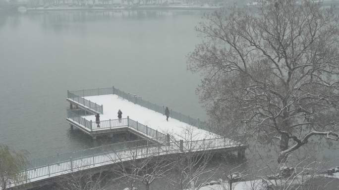 2023南京玄武湖雪中风景空镜
