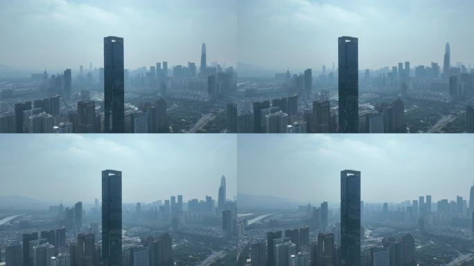 深圳汉国中心航拍福田汉国大厦城市建筑风光