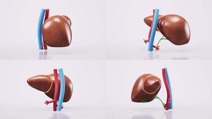 肝脏循环动画，3d渲染。