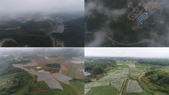 农村山区田地厂房航拍穿云4k50p