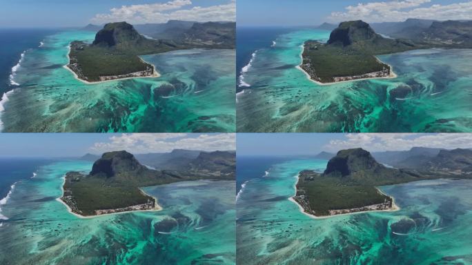毛里求斯岛和水下瀑布的壮丽景色