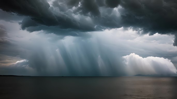 积雨云遮天蔽日云层透光空境云翻滚