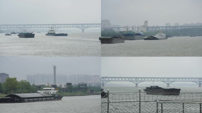 货轮驶过南京长江大桥