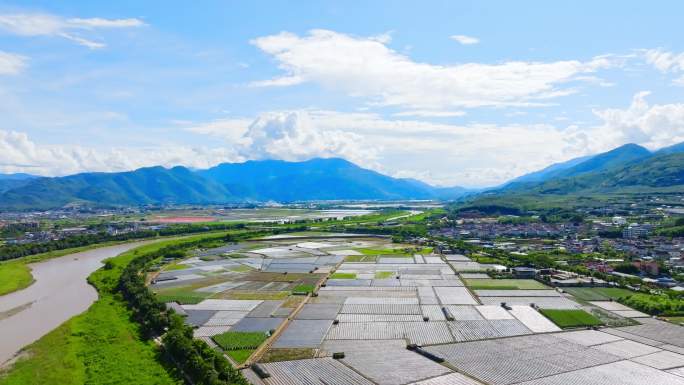 临沧市耿马县孟定镇南汀河江河田地航拍