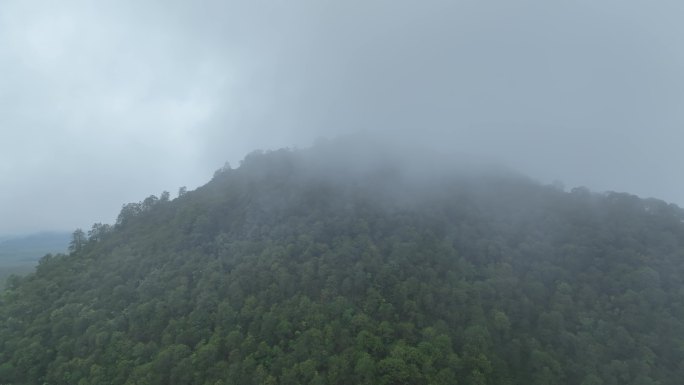 航拍云南腾冲火山口公园山顶云雾风景
