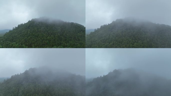 航拍云南腾冲火山口公园山顶云雾风景