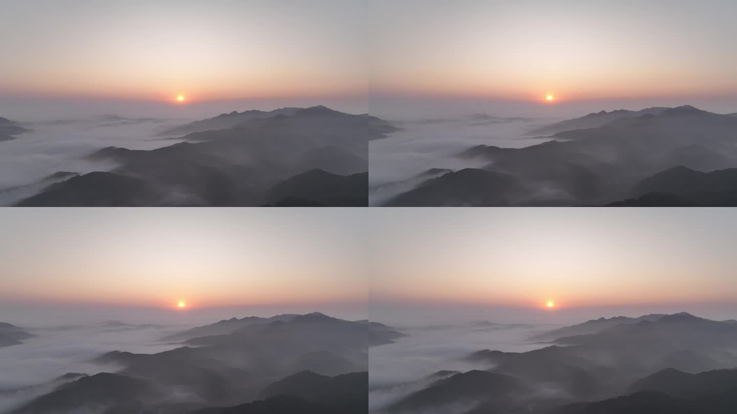 航拍千山云雾缭绕日出