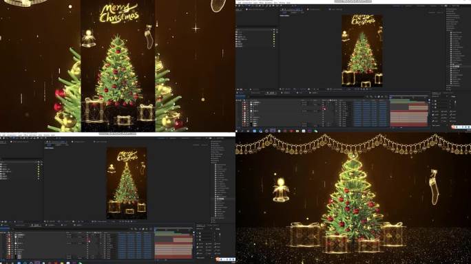 圣诞快乐 圣诞树  金色粒子 圣诞节片头