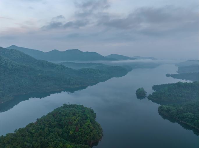 航拍中国山水自然风景 五桂山 水库