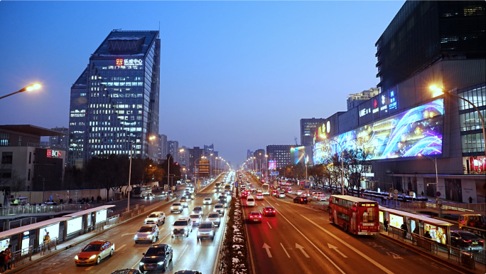 北京国贸夜景 CBD夜景 北京夜景 车流