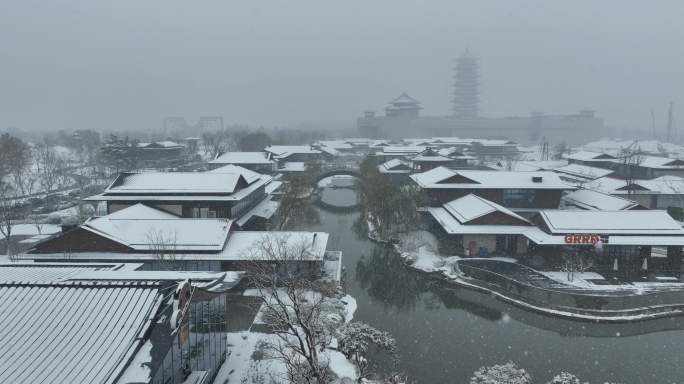 扬州雪景 大运河博物馆雪景 三湾公园雪景