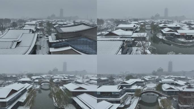 扬州雪景 大运河博物馆雪景 三湾公园雪景