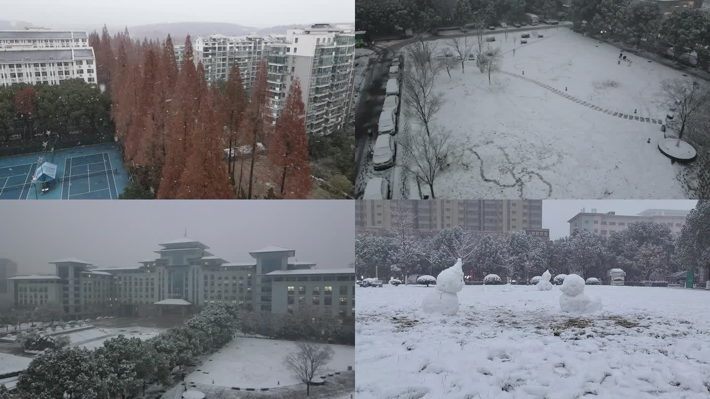 南京农业大学飞雪天气航拍