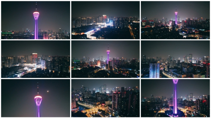 四川成都成都市夜景339天府熊猫塔航拍